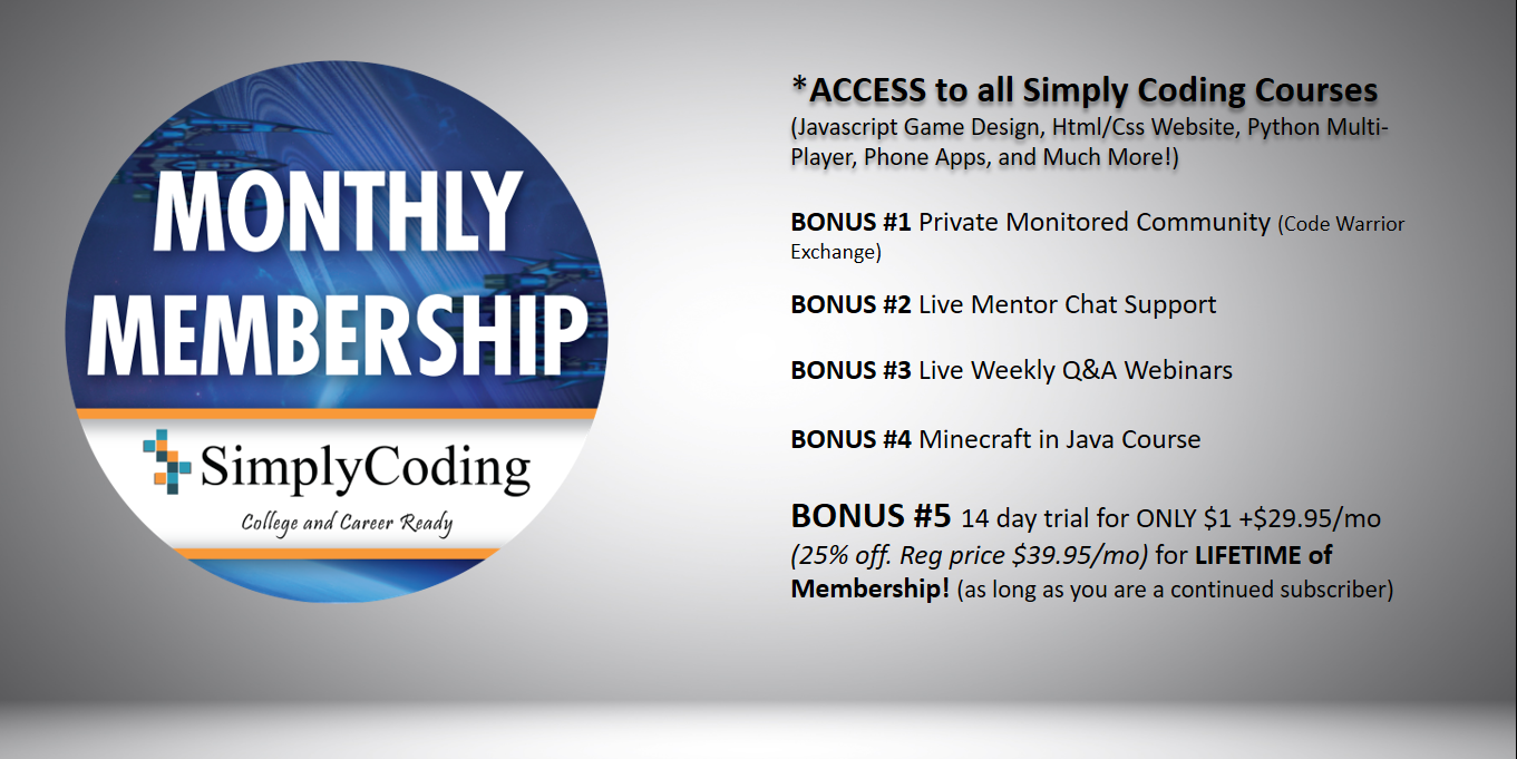 Monthly Membership Offer Simply Coding
