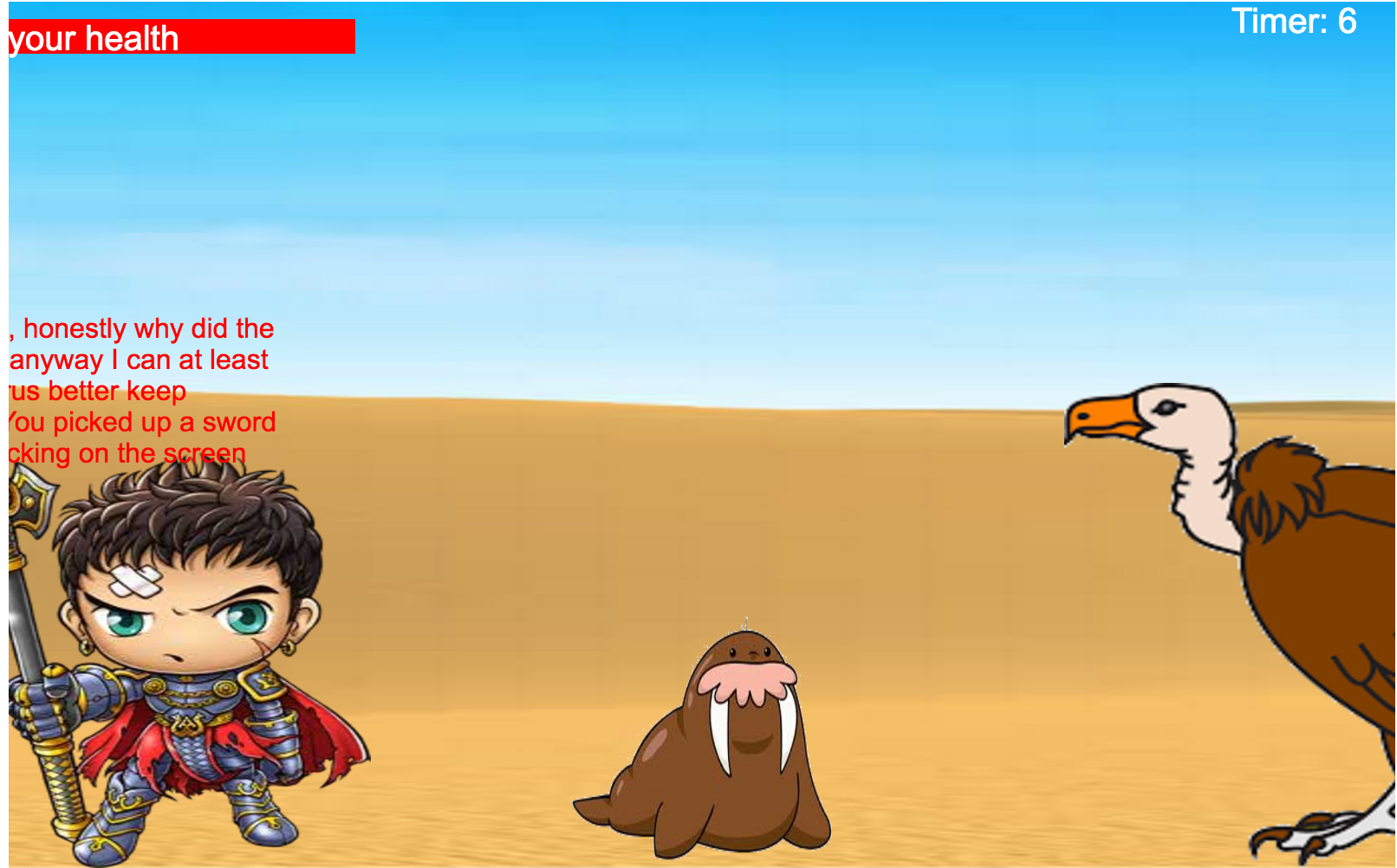 a cartoon character in a desert