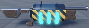 a yellow and black striped object with blue lights